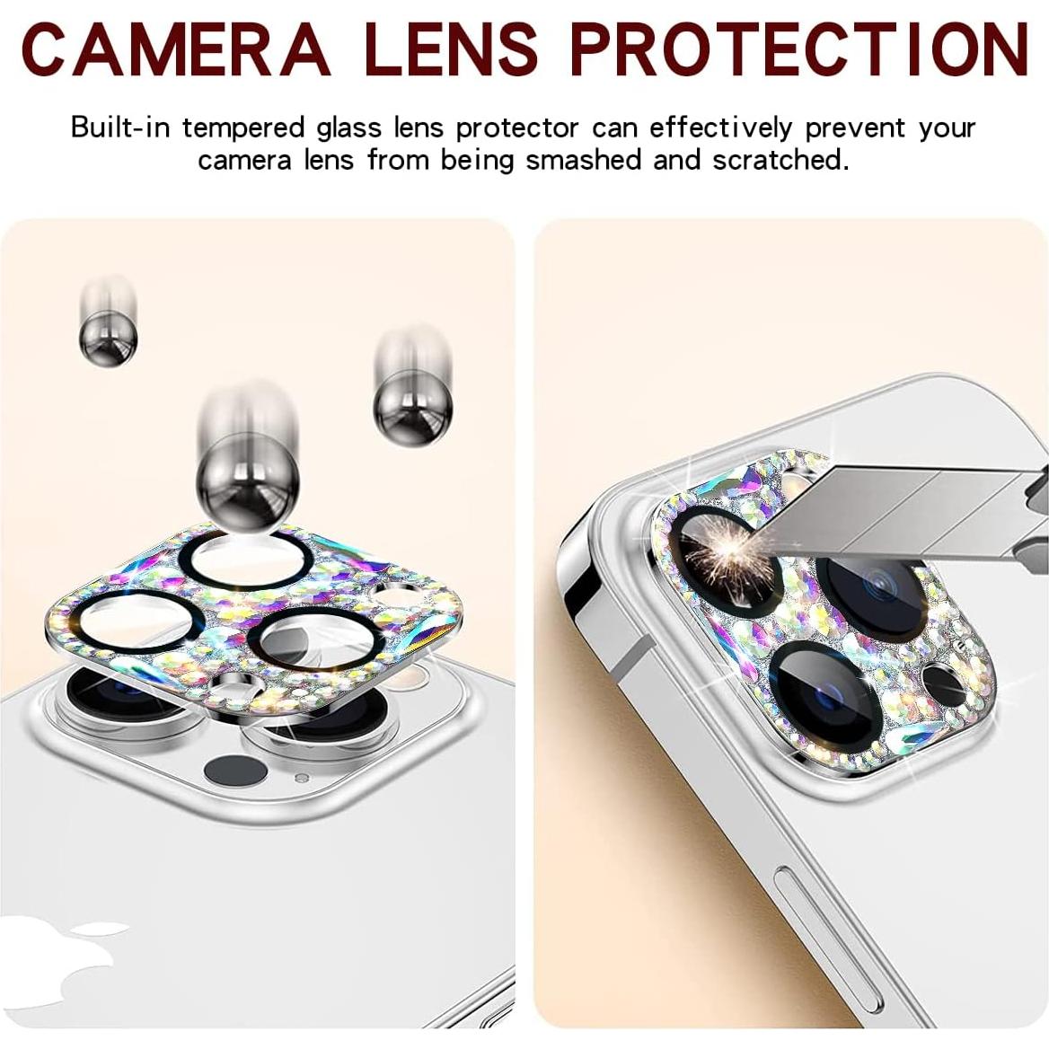 Protector de Lente de Cámara Brillante Cavdycidy para iPhone 14 Pro/Max