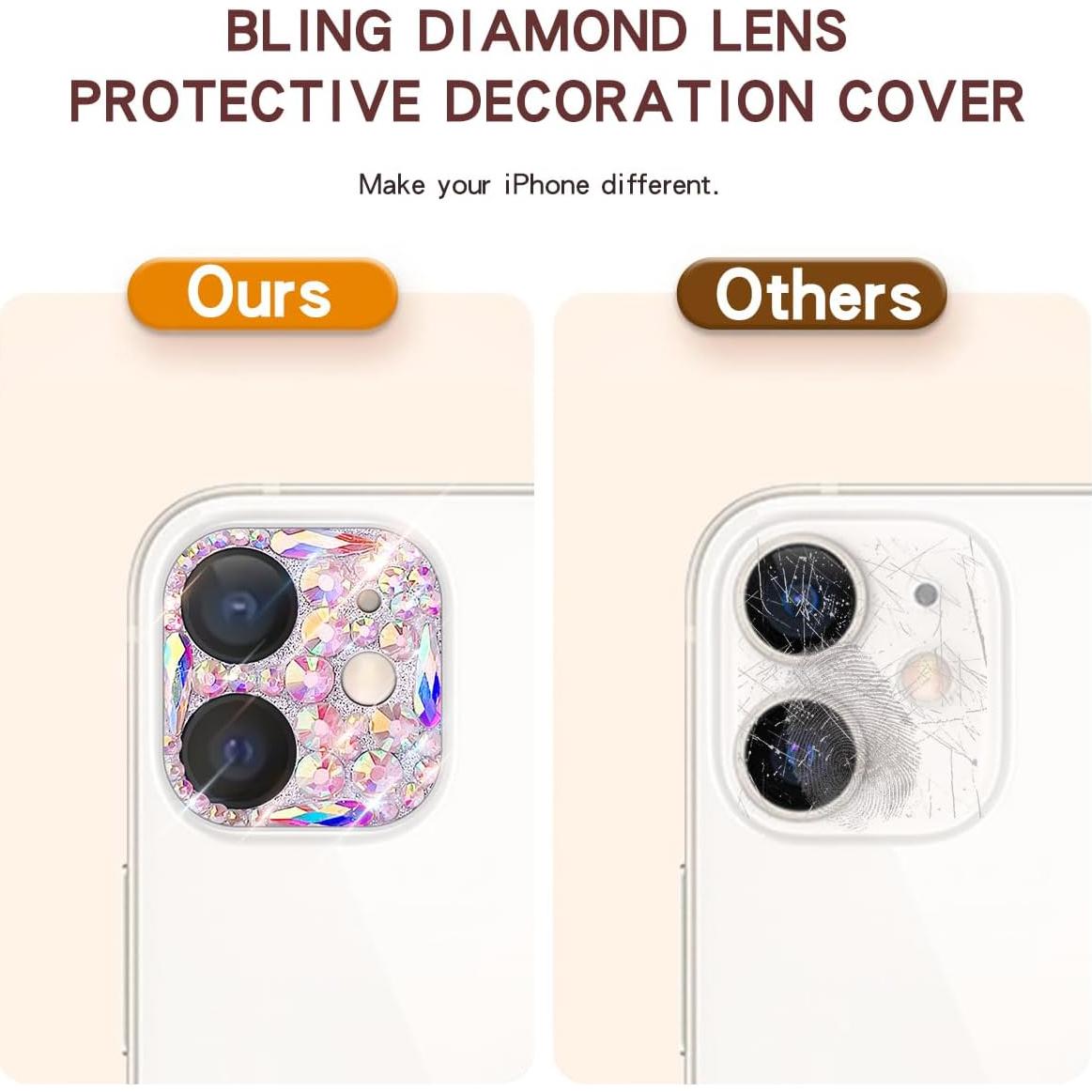 Protector de Lente de Cámara Brillante Cavdycidy para iPhone