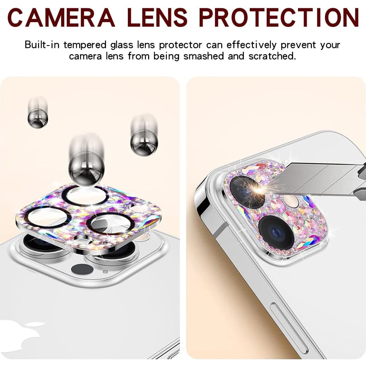 Protector de Lente de Cámara Brillante Cavdycidy para iPhone