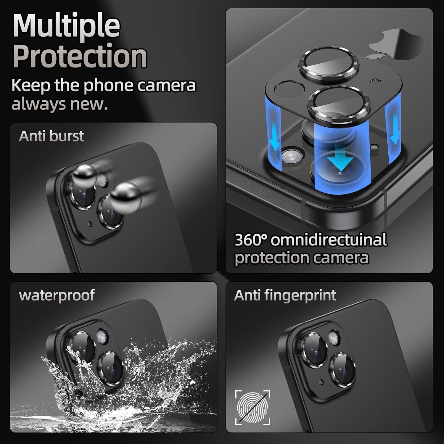 Protector de Lente de Cámara AFARER para iPhone 15/15 Plus - Negro