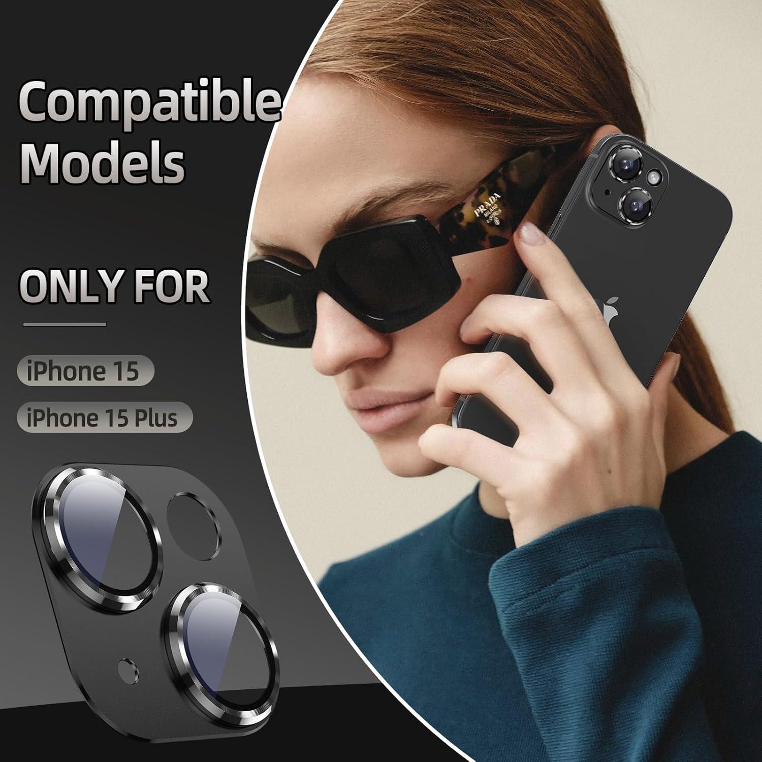 Protector de Lente de Cámara AFARER para iPhone 15/15 Plus - Negro