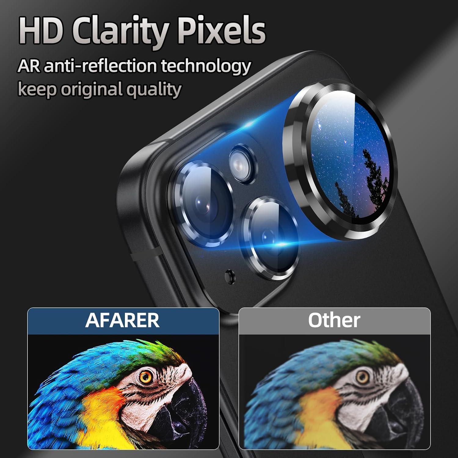 Protector de Lente de Cámara AFARER para iPhone 15/15 Plus - Negro