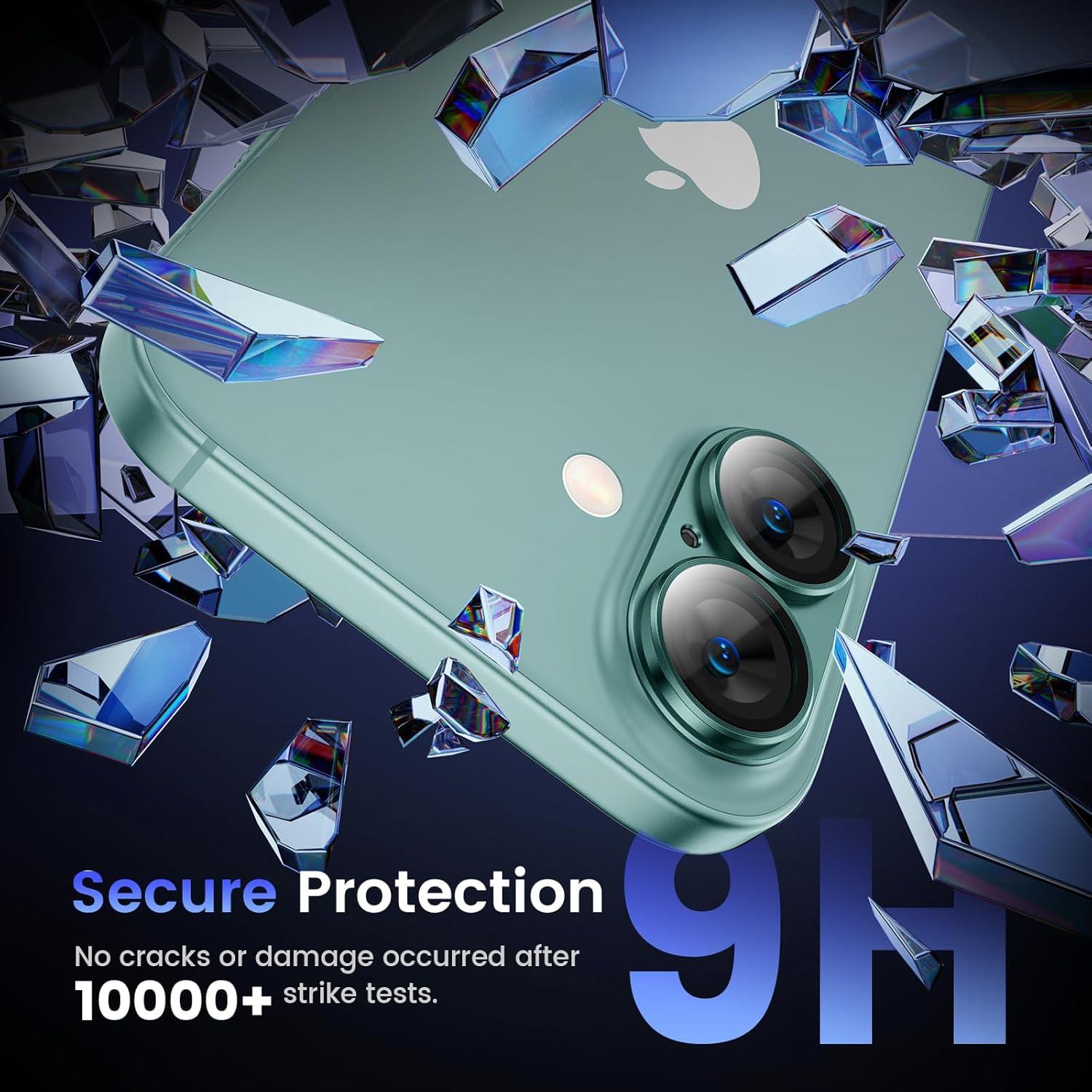 Tensea for iPhone 16 / iPhone 16 Plus Camera Lens Protector, Metal Aluminum Alloy Tempered Glass Cover Camera Screen Protector Accessories, Case-Compatible for iPhone 16 / iPhone 16Plus 2024