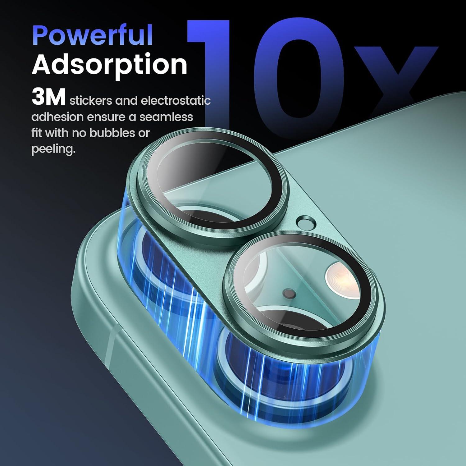 Tensea for iPhone 16 / iPhone 16 Plus Camera Lens Protector, Metal Aluminum Alloy Tempered Glass Cover Camera Screen Protector Accessories, Case-Compatible for iPhone 16 / iPhone 16Plus 2024