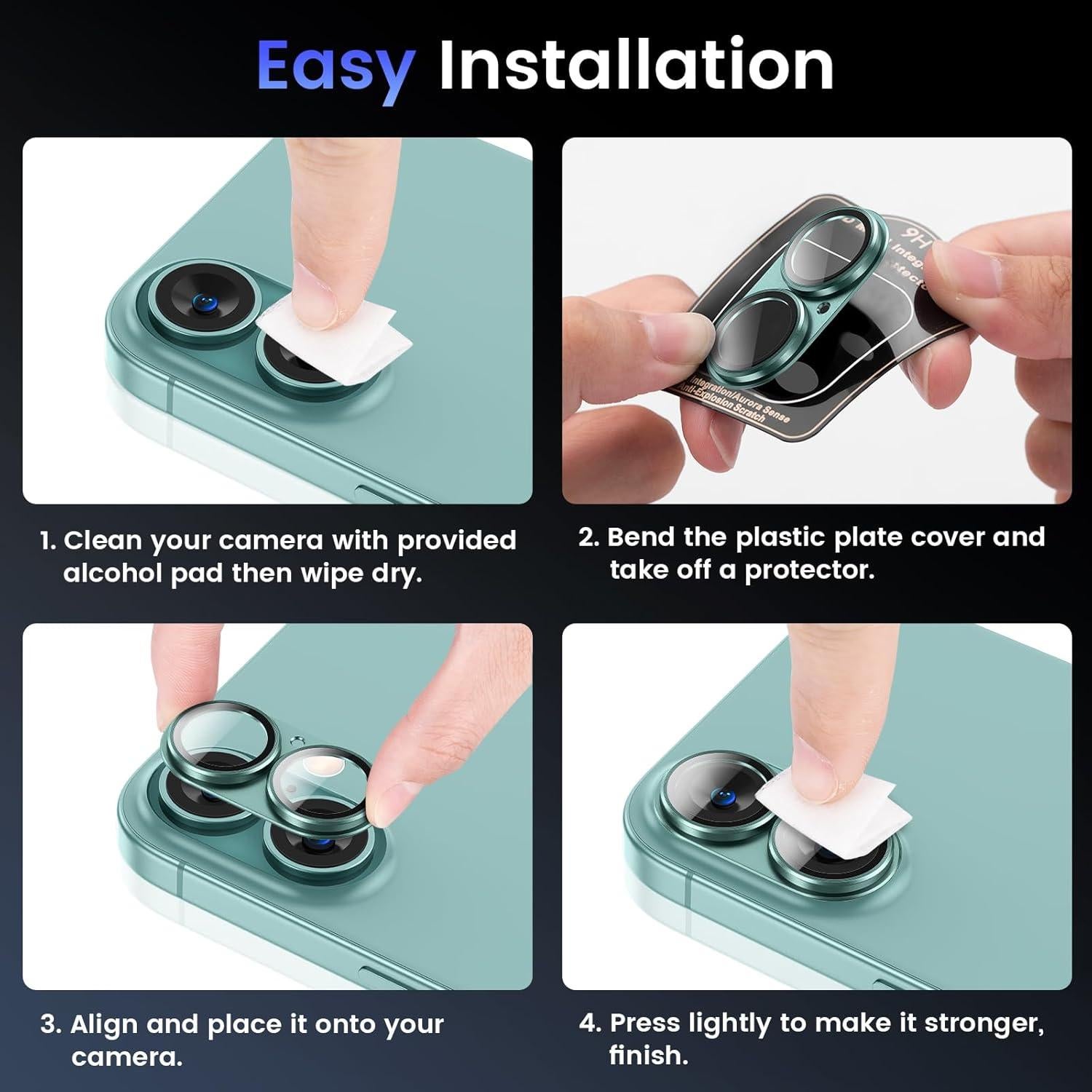 Tensea for iPhone 16 / iPhone 16 Plus Camera Lens Protector, Metal Aluminum Alloy Tempered Glass Cover Camera Screen Protector Accessories, Case-Compatible for iPhone 16 / iPhone 16Plus 2024