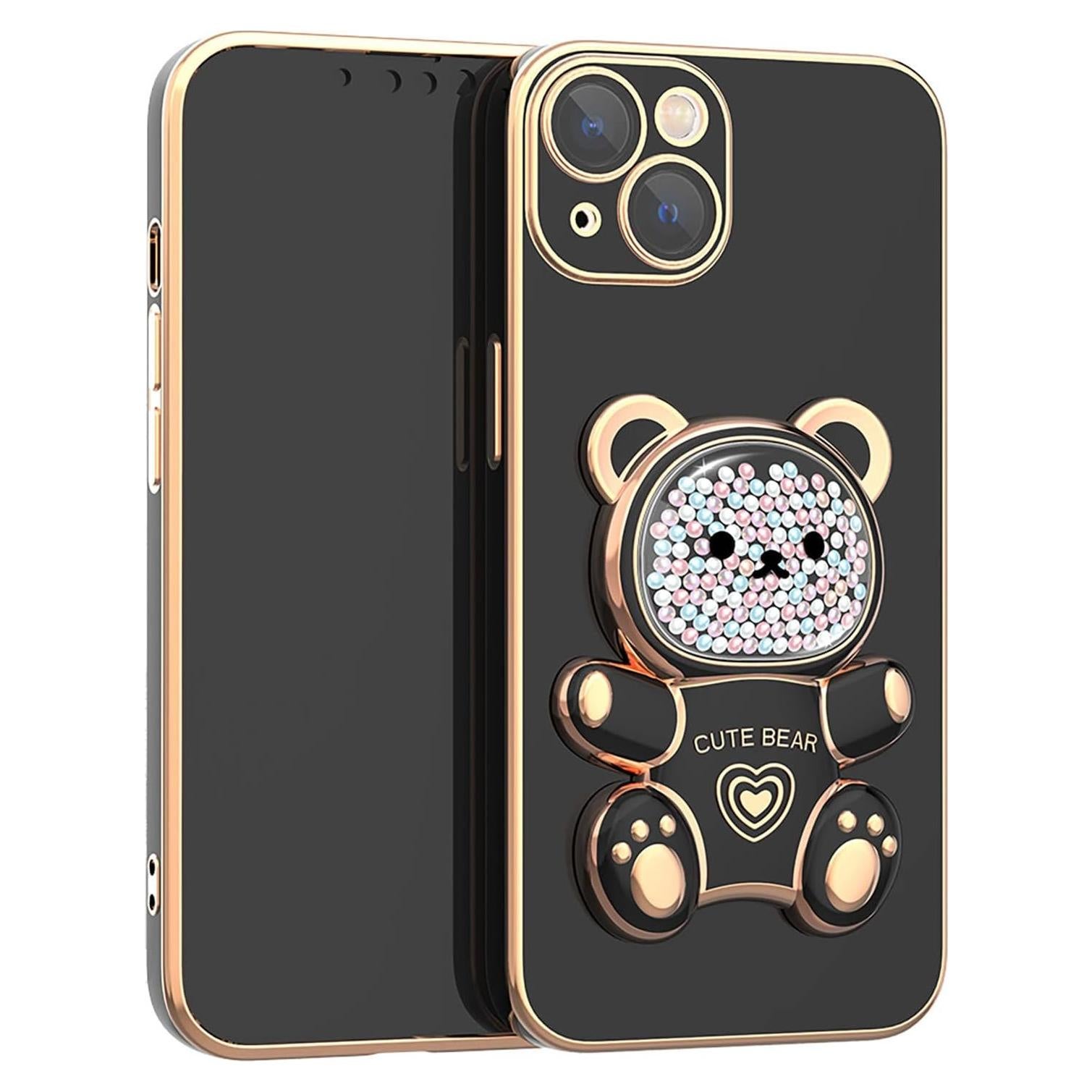 Funda Losin para iPhone 14 Pro Max con Soporte Oso Negro