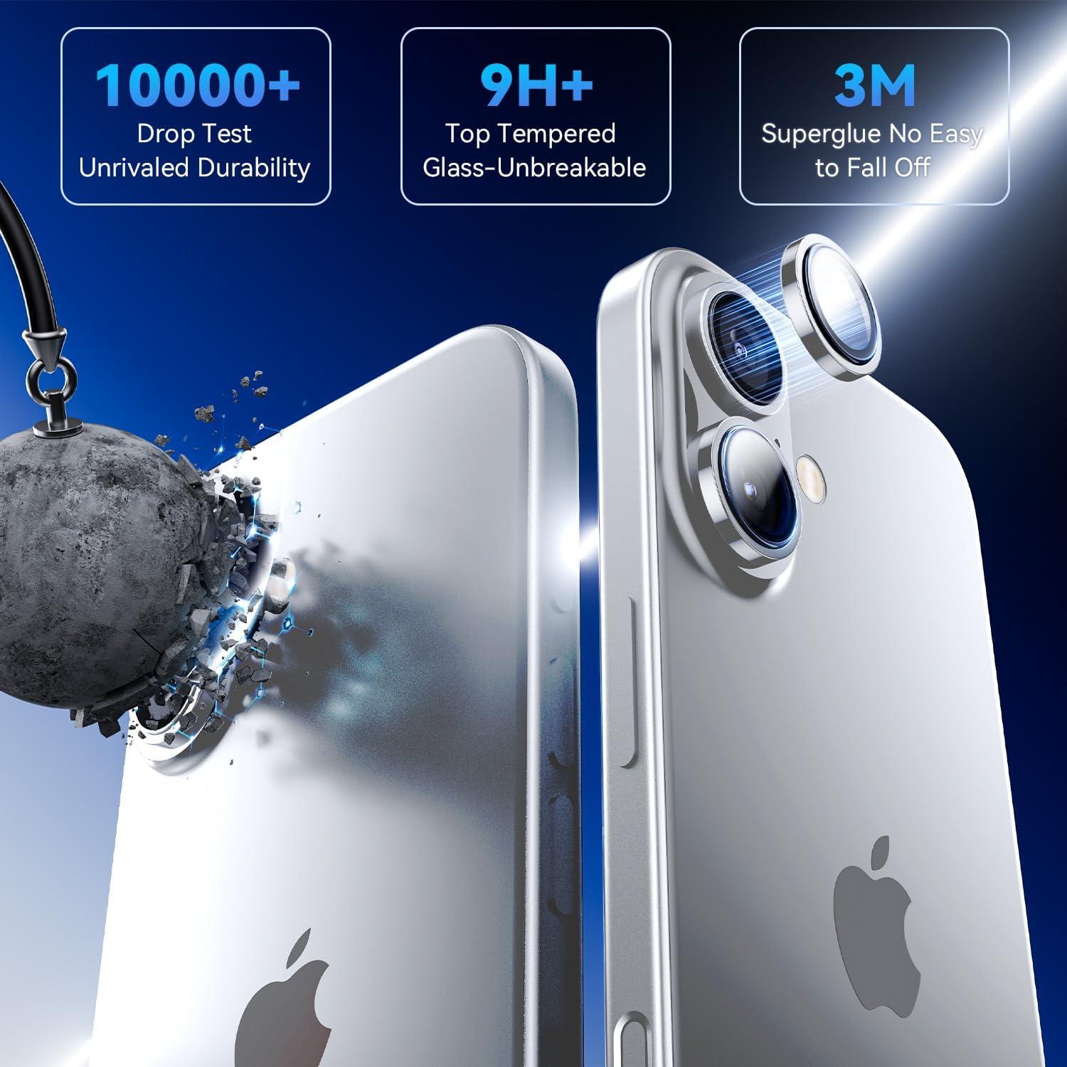 Protector de Lente de Cámara Hoerrye para iPhone 16 Plus - Vidrio Templado 9H+