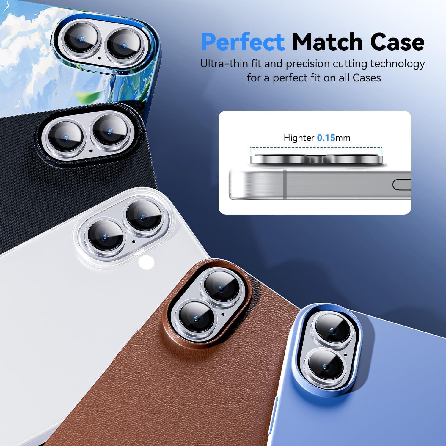 Protector de Lente de Cámara Hoerrye para iPhone 16 Plus - Vidrio Templado 9H+