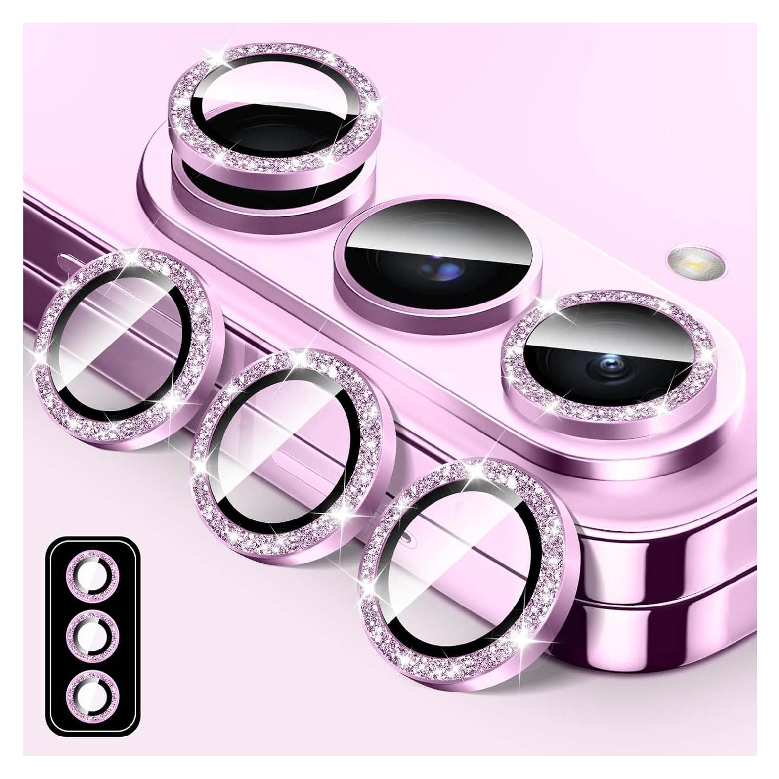 LucBuy Bling Camera Lens Protector for Samsung Galaxy Z Fold 6, Tempered Glass Camera Cover Film Stickers, Glitter Automatic-Alignment Individual Metal Ring Screen Protector