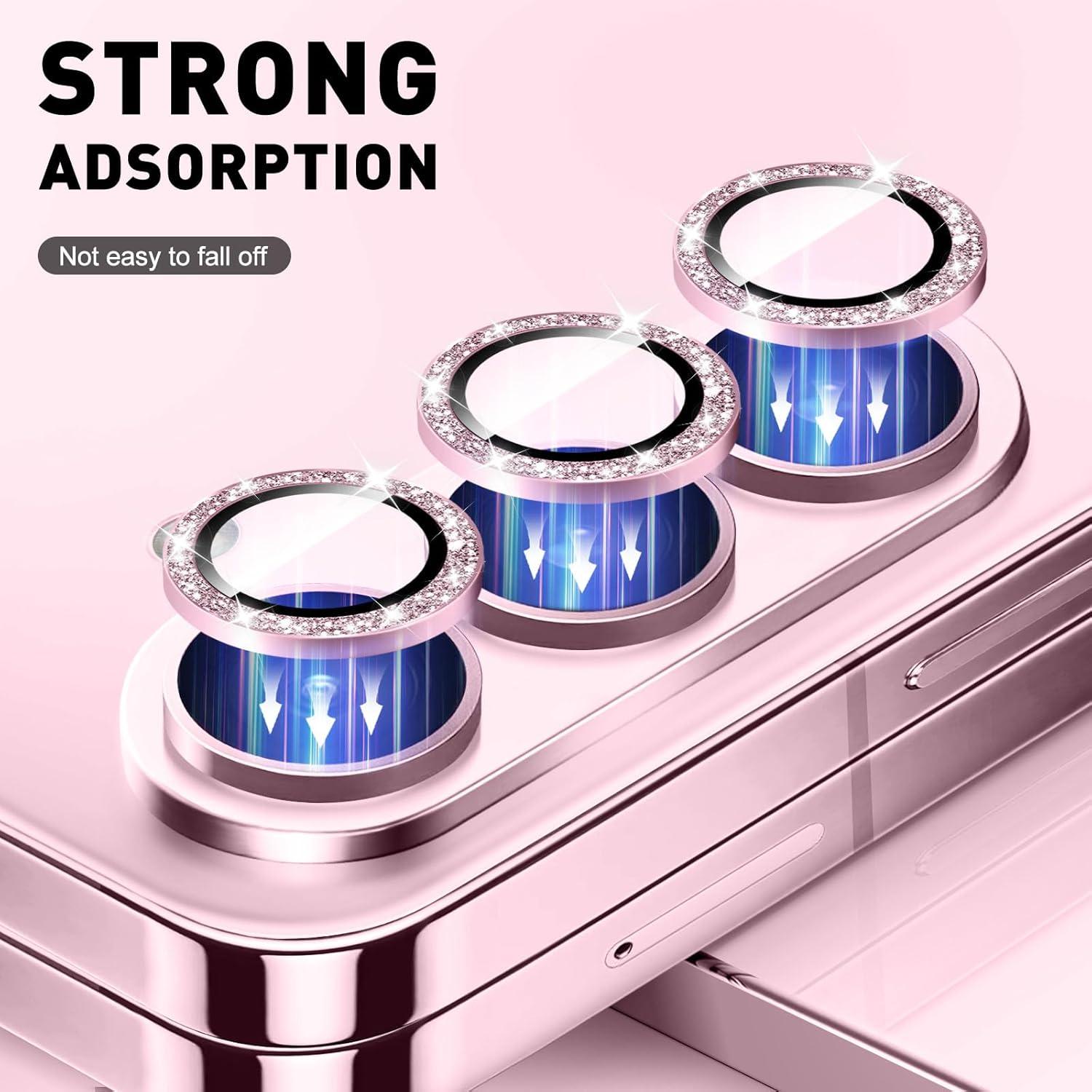 LucBuy Bling Camera Lens Protector for Samsung Galaxy Z Fold 6, Tempered Glass Camera Cover Film Stickers, Glitter Automatic-Alignment Individual Metal Ring Screen Protector