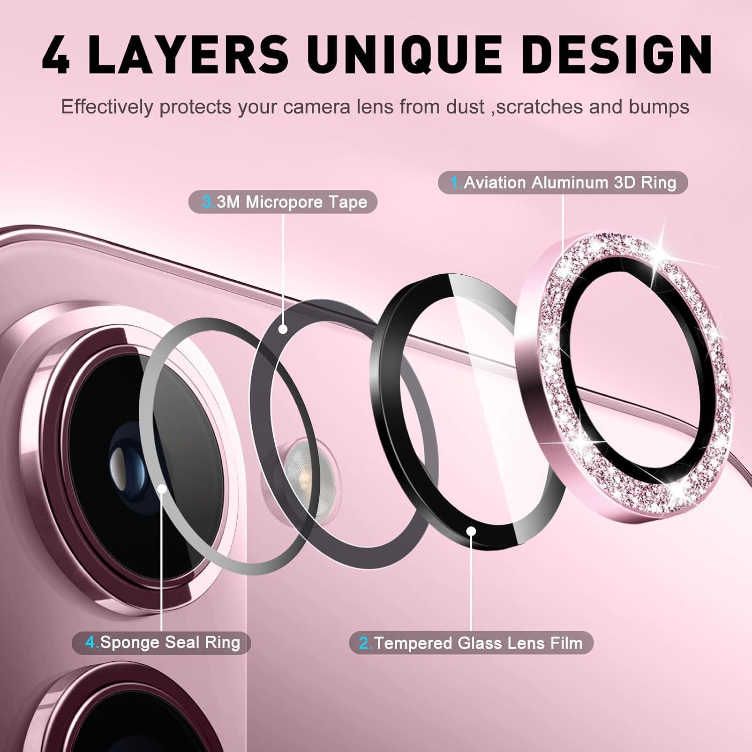 LucBuy Bling Camera Lens Protector for Samsung Galaxy Z Fold 6, Tempered Glass Camera Cover Film Stickers, Glitter Automatic-Alignment Individual Metal Ring Screen Protector