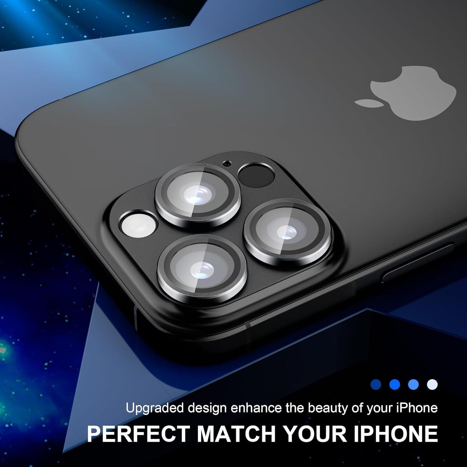 beuxece Compatible for iPhone 16 Pro/iPhone 16 Pro Max Camera Lens Protector, Matte Metal Camera Cover with HD Tempered Glass Rear Lens Screen Protector [Strong Adsorption]-Titanium Black
