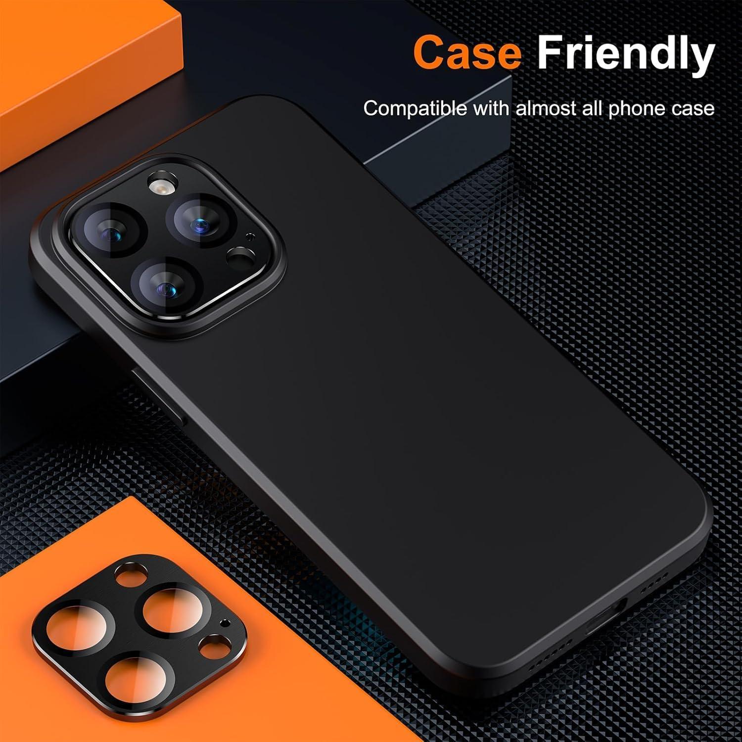 for iPhone 16 Pro/iPhone 16 Pro Max Camera Lens Protector, [Military Grade Shatterproof] [Strong Adsorption] Metal Aluminum Alloy Tempered Glass Screen Protector(Desert Titanium)