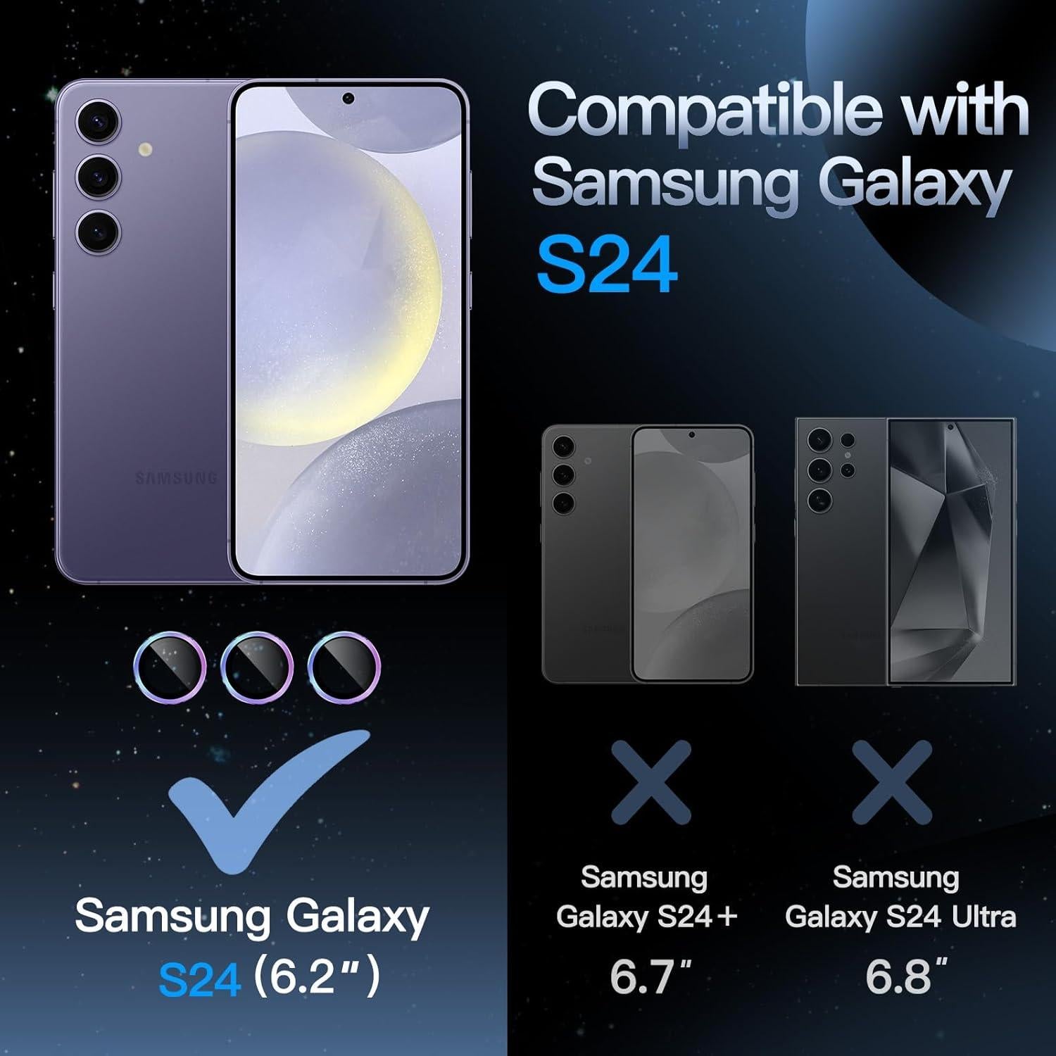 Protector de Lente de Cámara JETech para Samsung Galaxy S24 9H