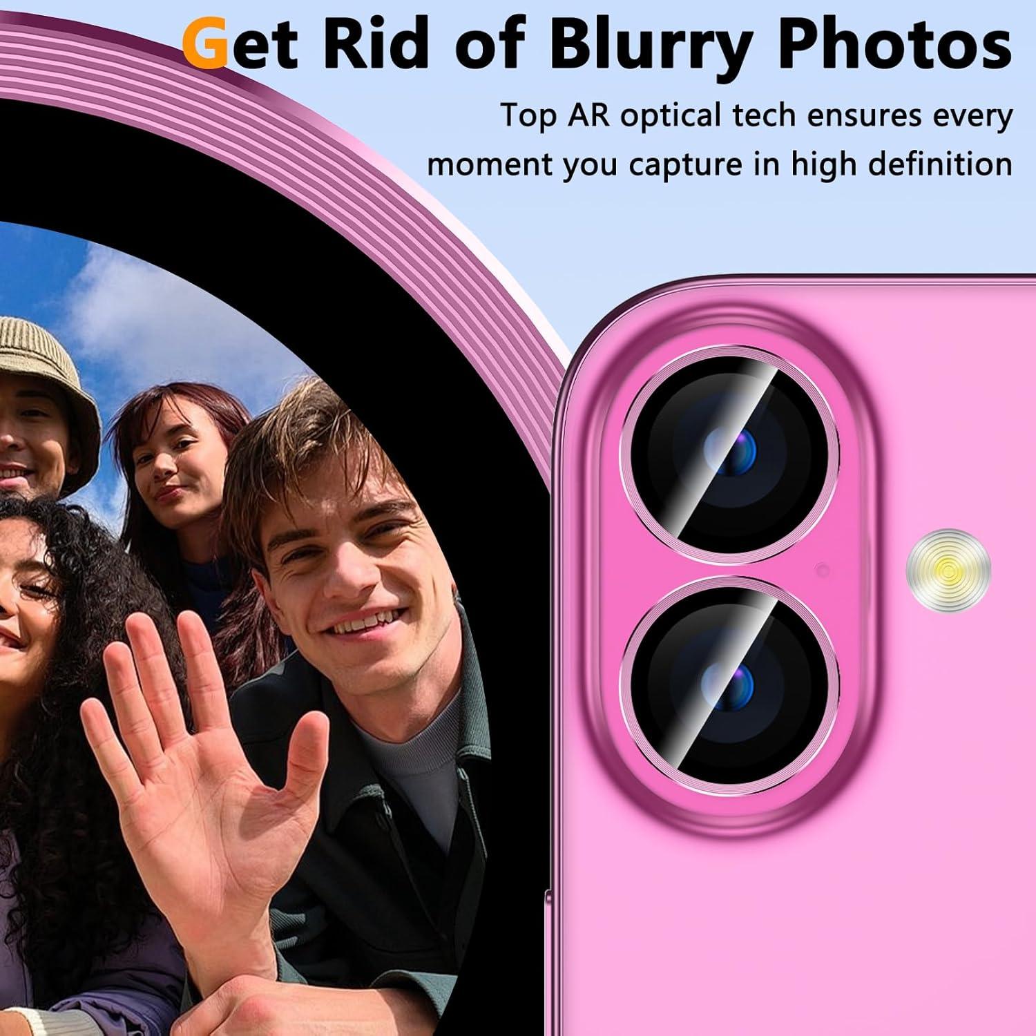 Protector de Lente de Cámara YWXTW para iPhone 16/16 Plus Rosa