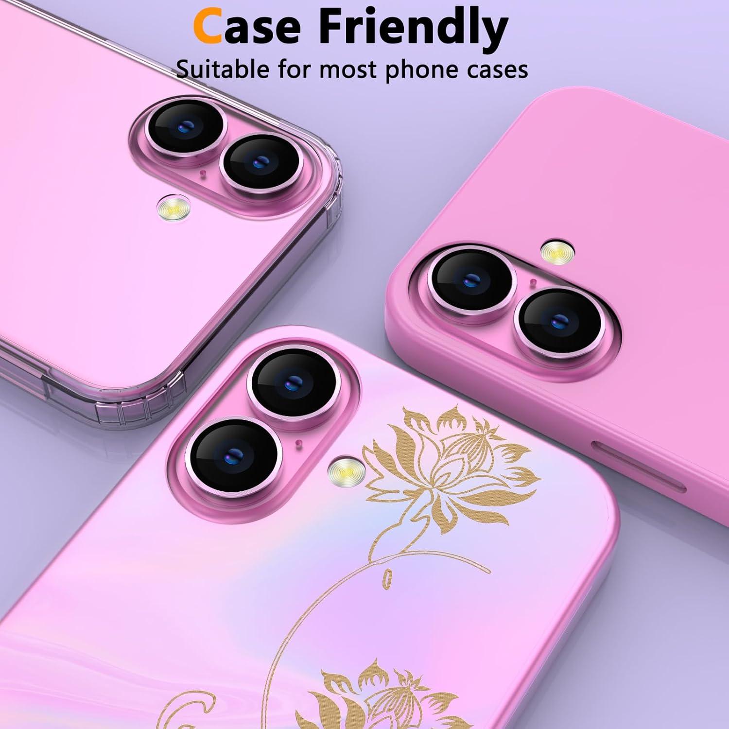 Protector de Lente de Cámara YWXTW para iPhone 16/16 Plus Rosa