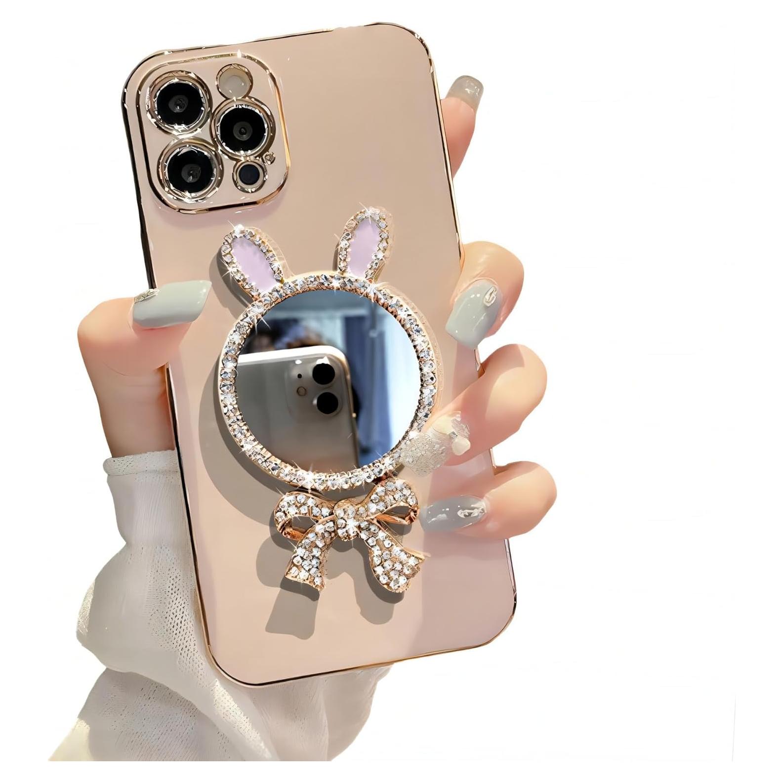 Funda Bumper YAOZOCASE Rosa para iPhone 14 Pro Max con Espejo