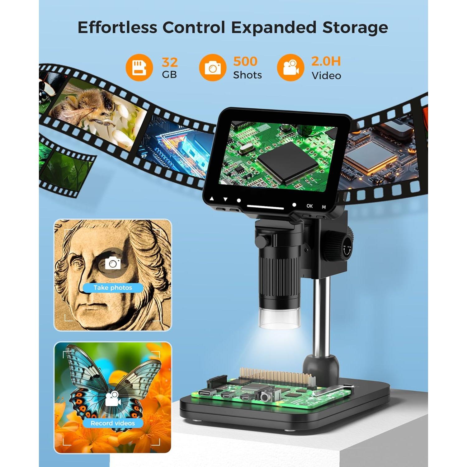 Microscopio Digital LCD 4.3" PalliPartners 10MP 1000X USB