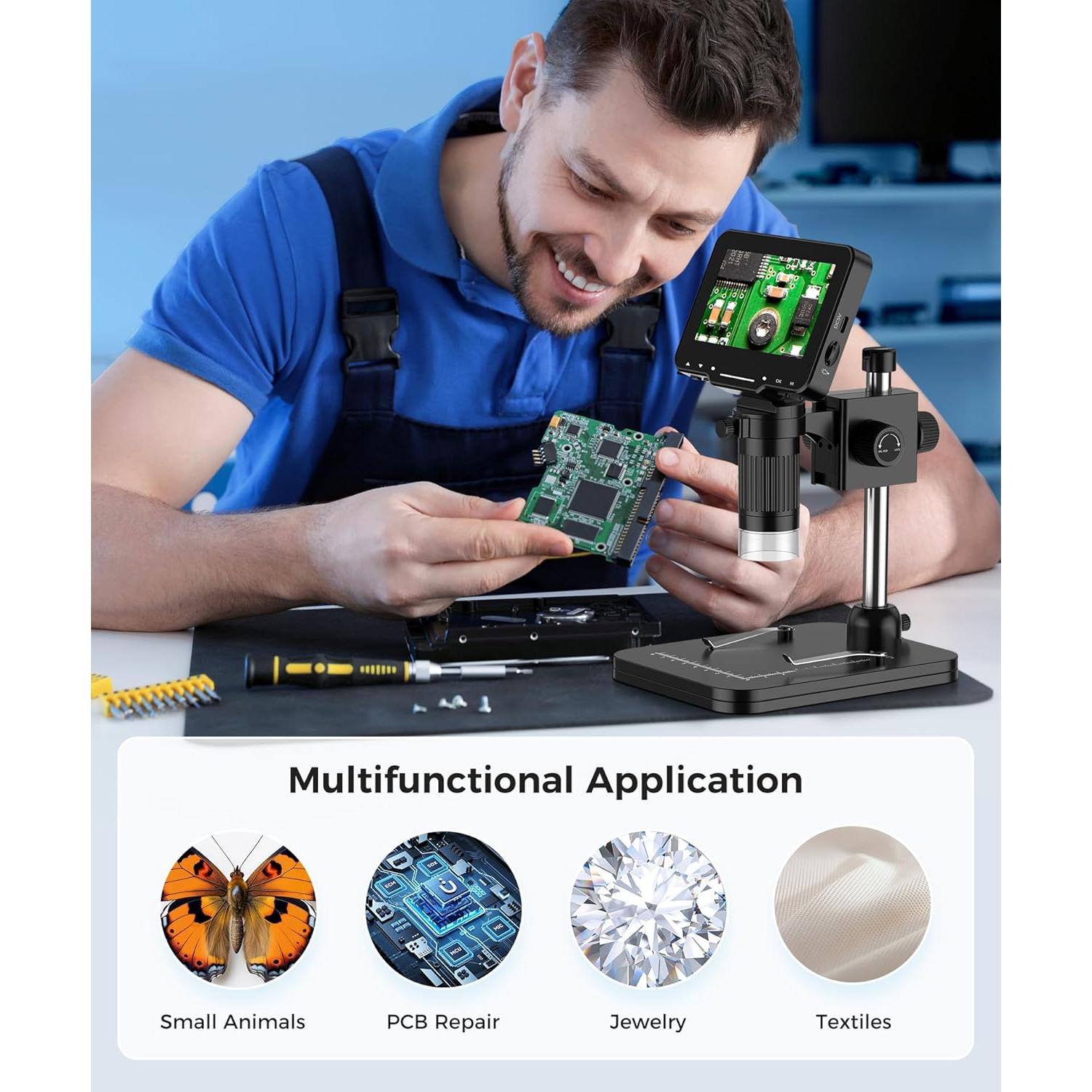 Microscopio Digital LCD 4.3" PalliPartners 10MP 1000X USB