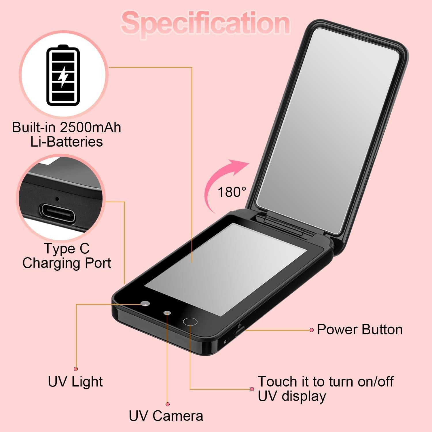 Espejo UV Vanexiss 4" Recargable para Protector Solar Negro