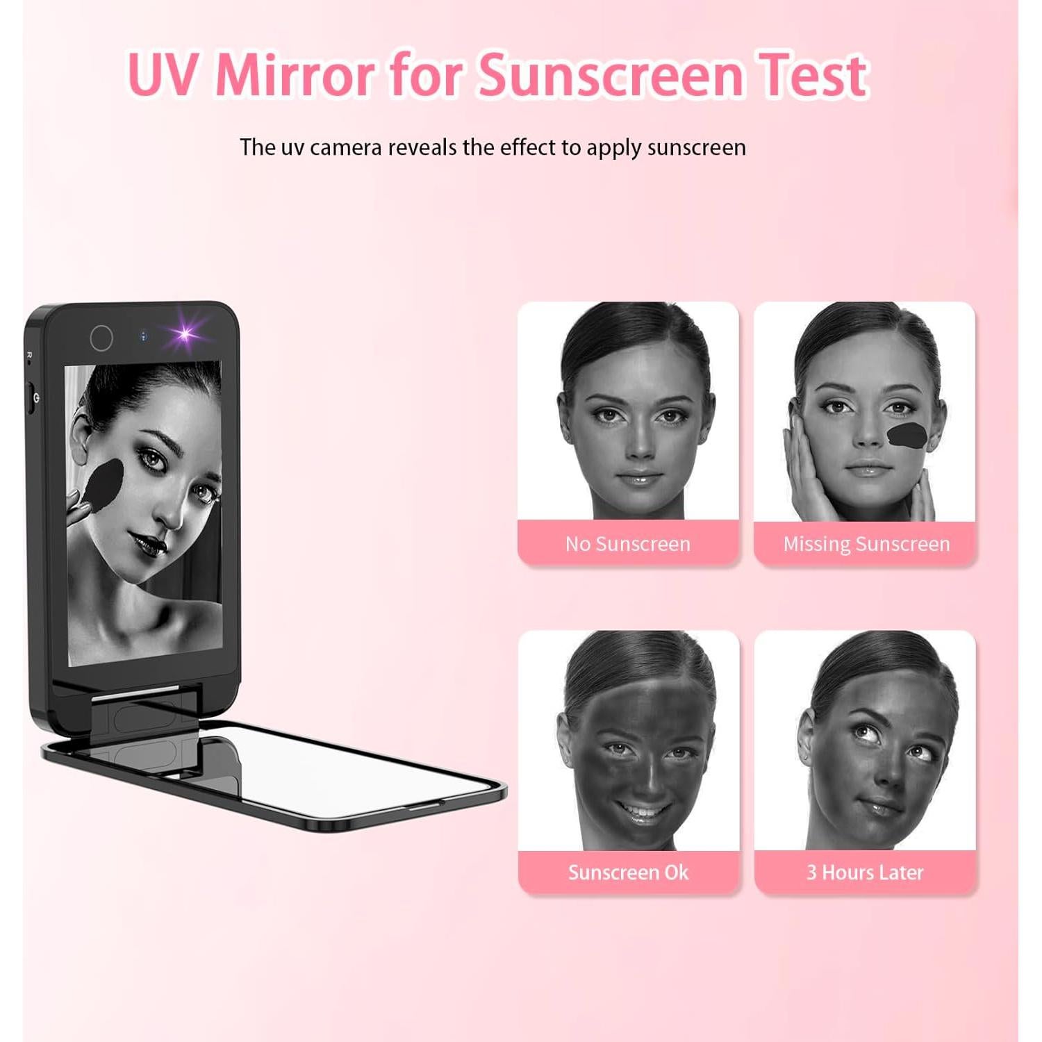 Espejo UV Recargable DESCHEN 2500mAh 4" Doble Cara Compacto