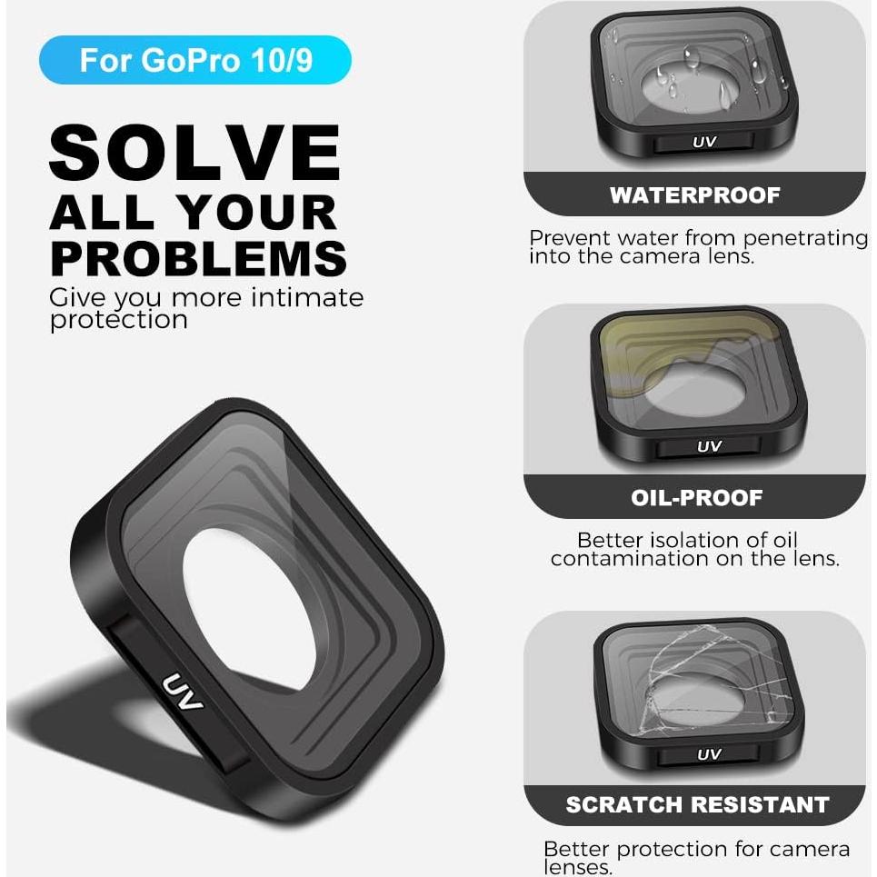 Lente UV Reemplazo ParaPace para GoPro Hero 12/11/10/9 - 2 Pcs