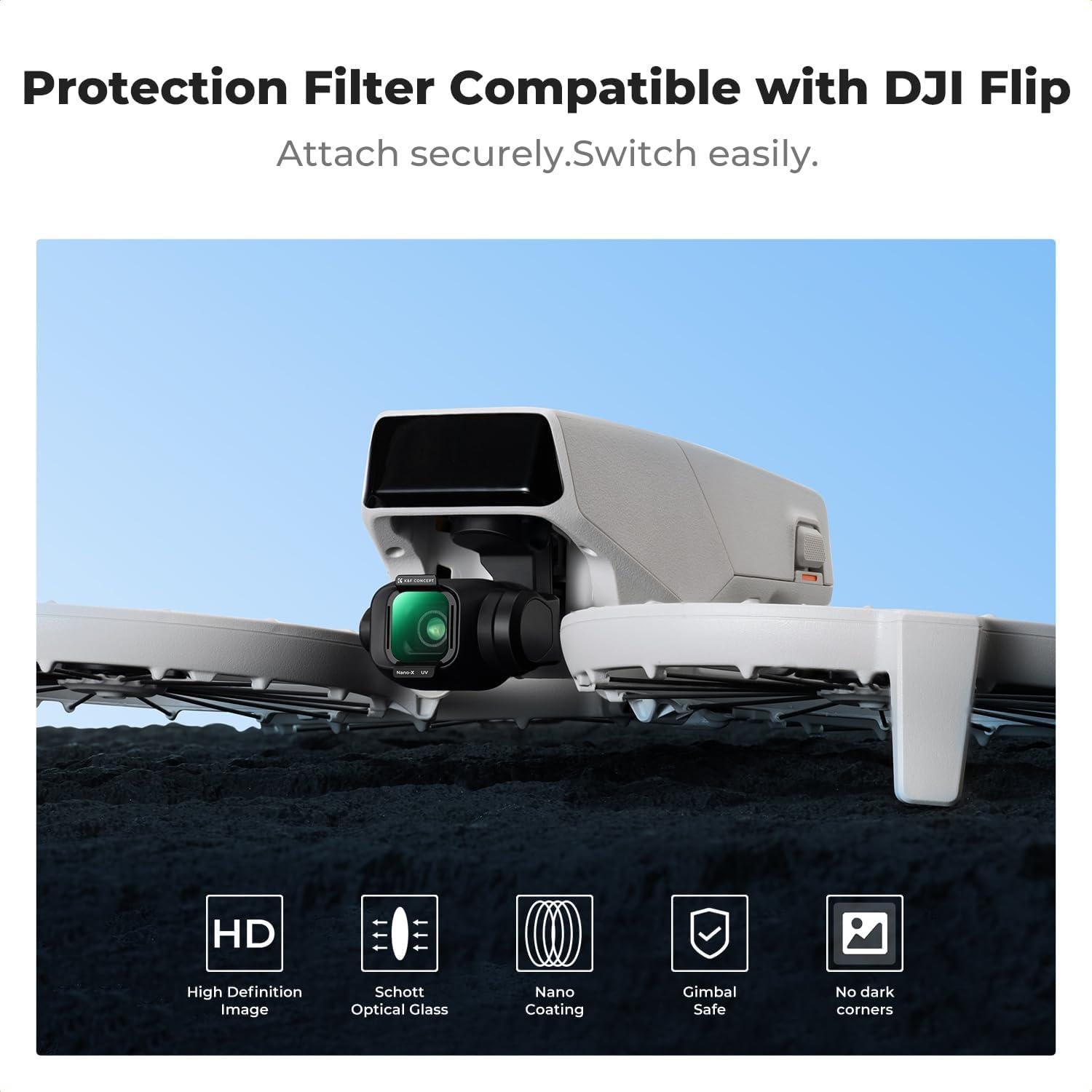 Filtro UV K&F Concept para DJI Flip - Vidrio Óptico HD 28 Capas