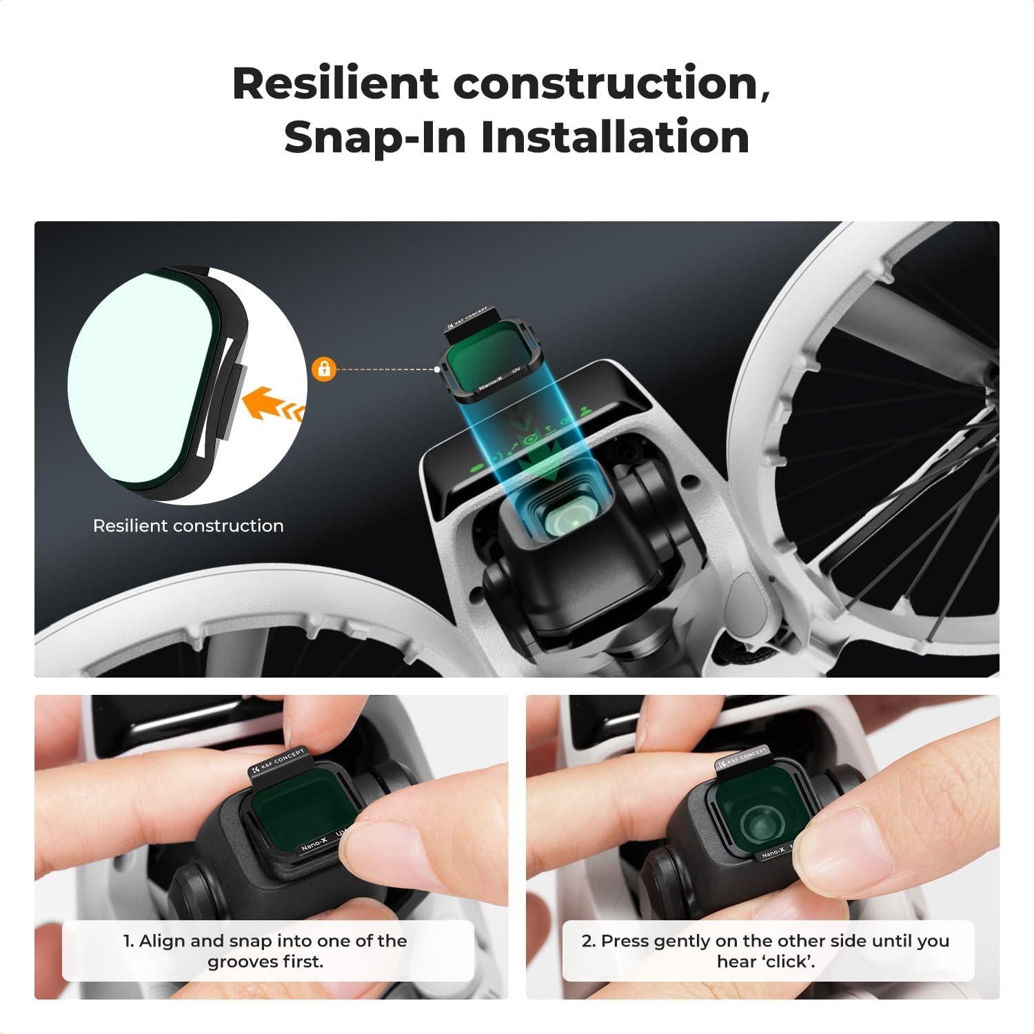 Filtro UV K&F Concept para DJI Flip - Vidrio Óptico HD 28 Capas