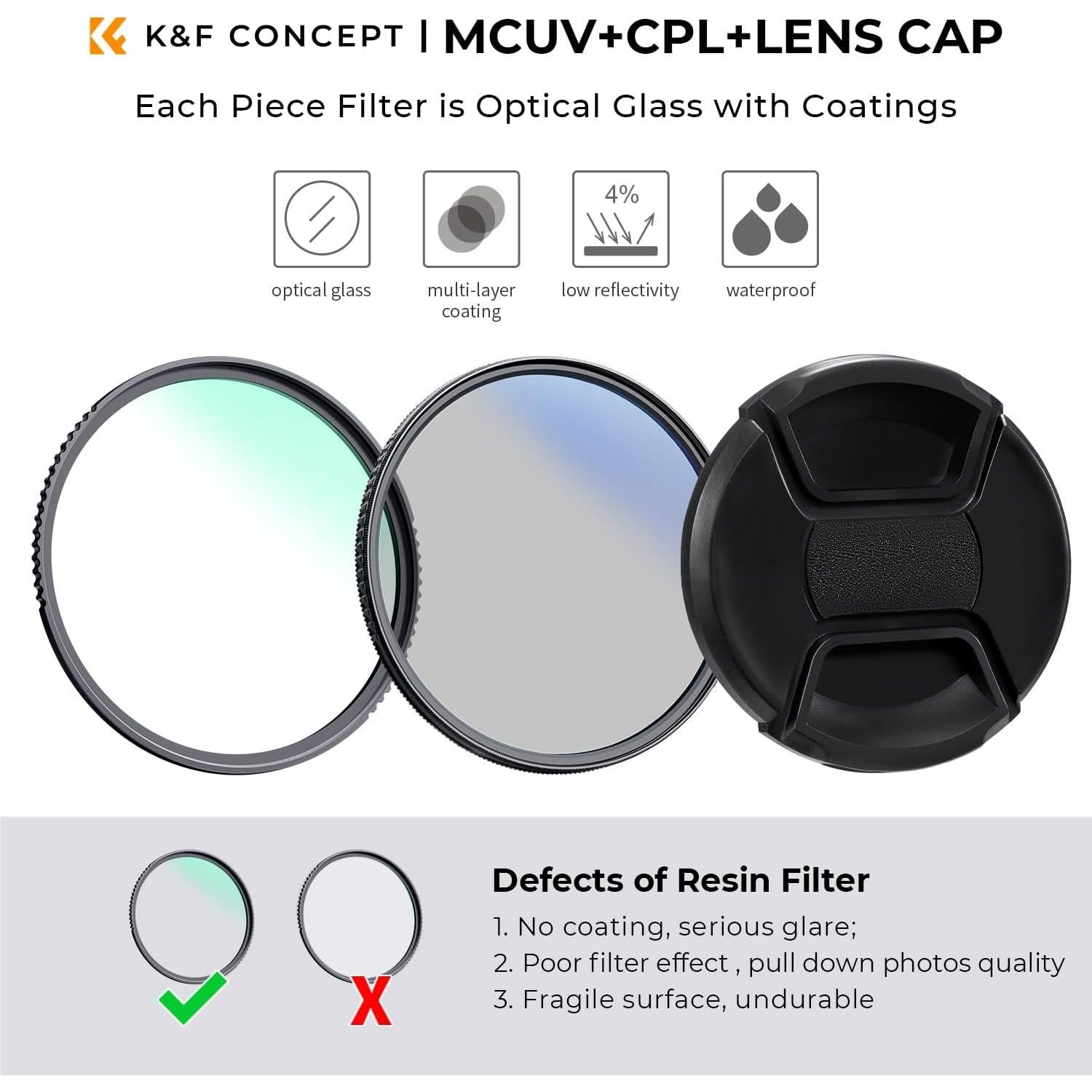 Kit de Filtros K&F Concept 67mm UV CPL + Accesorios