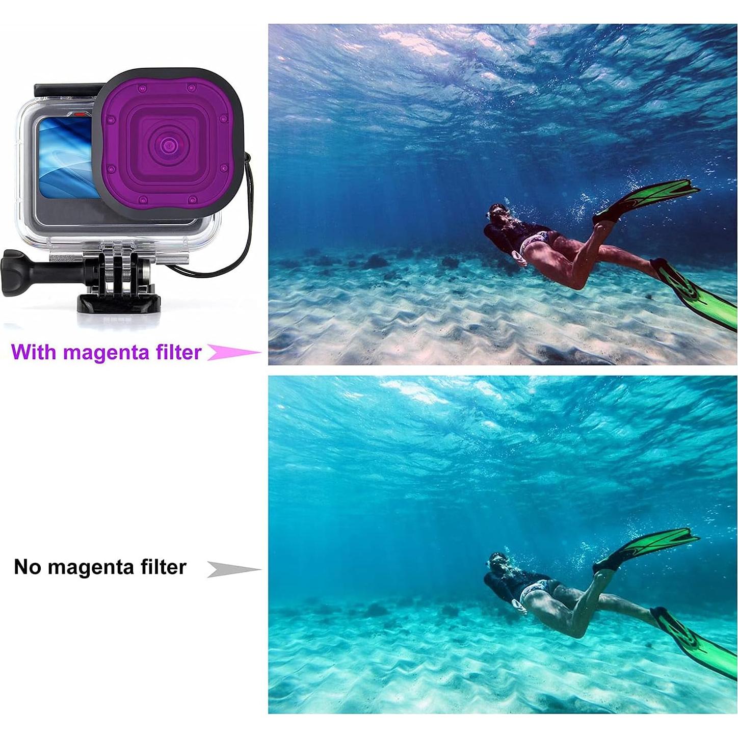 Filtro de Buceo YALLSAME para GoPro Hero 8-13 - 4 Piezas