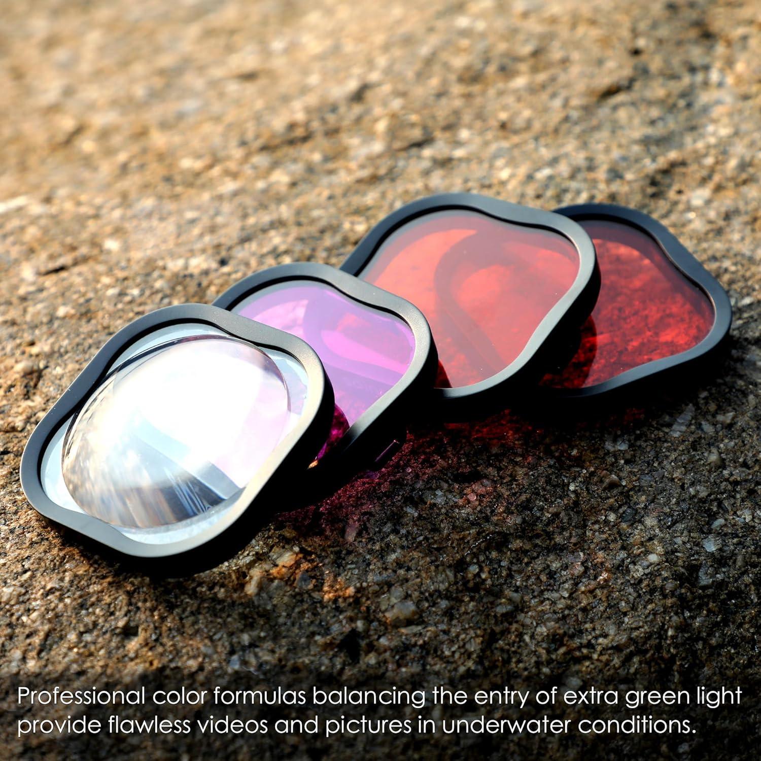 Filtro de Buceo YALLSAME para GoPro Hero 8-13 - 4 Piezas