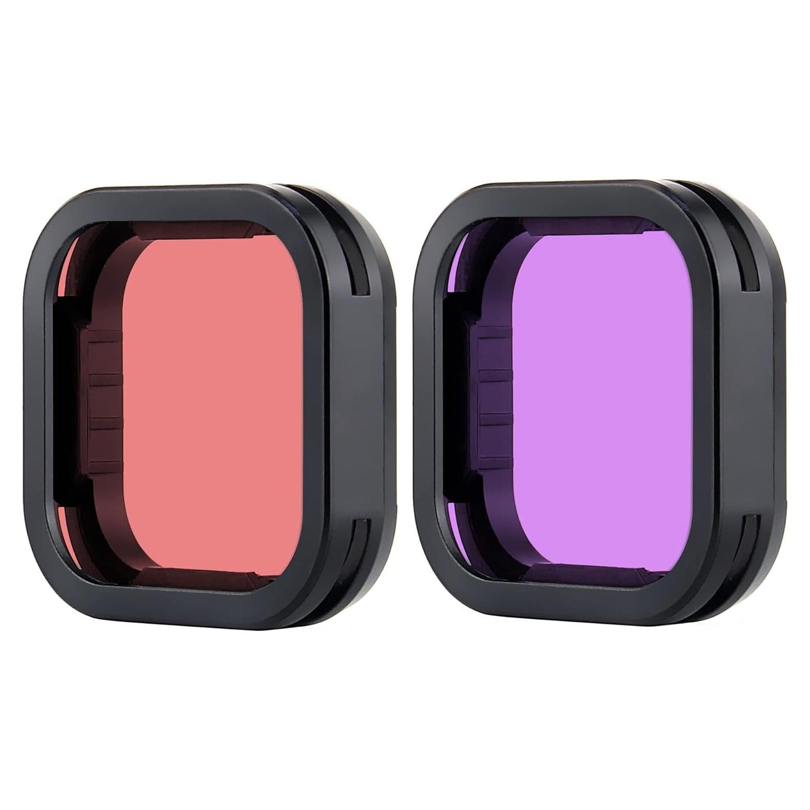 Filtro Subacuático YALLSAME para GoPro Hero 9 10 11 12 - Rojo y Magenta