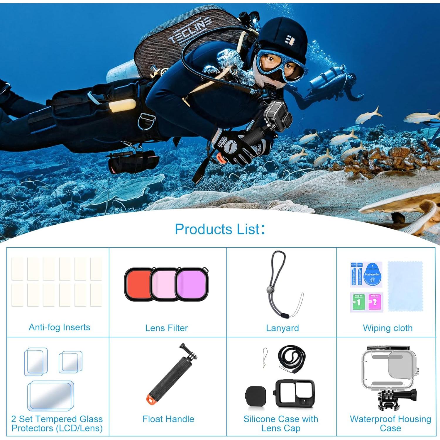 Kit de Accesorios para Gopro Hero 13 - Funda Impermeable y Filtros