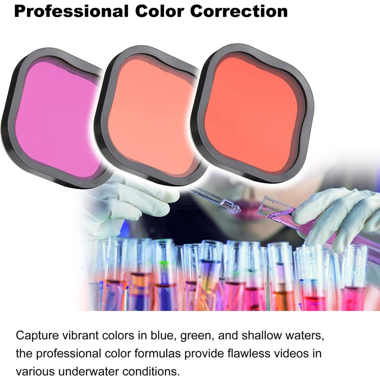 Paquete de 4 Filtros de Buceo GEPULY para GoPro Hero 8-13