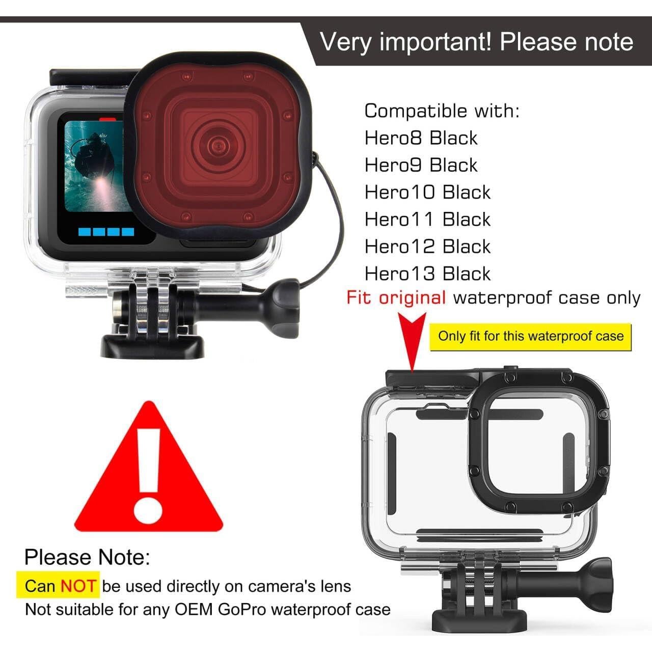Paquete de 4 Filtros de Buceo GEPULY para GoPro Hero 8-13