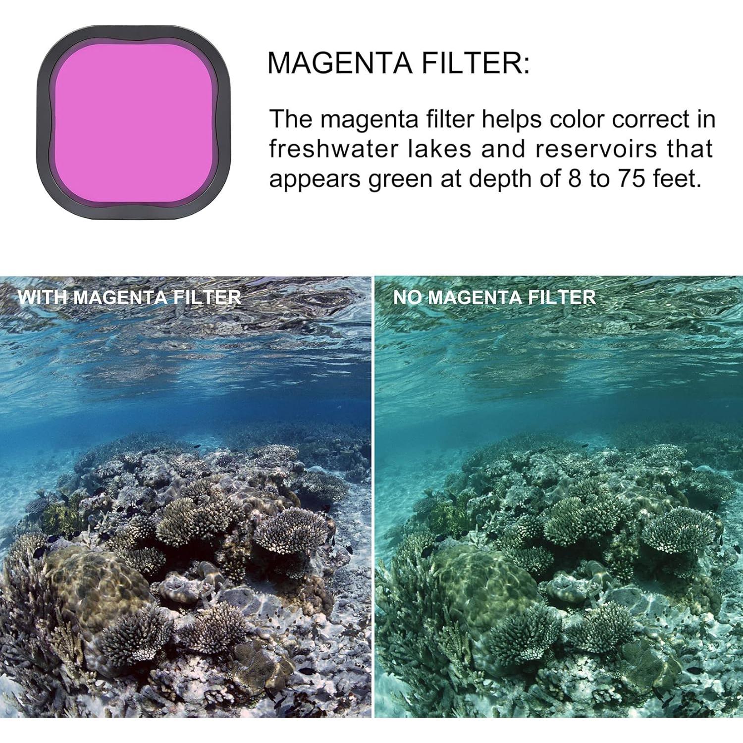 Paquete de 4 Filtros de Buceo GEPULY para GoPro Hero 8-13