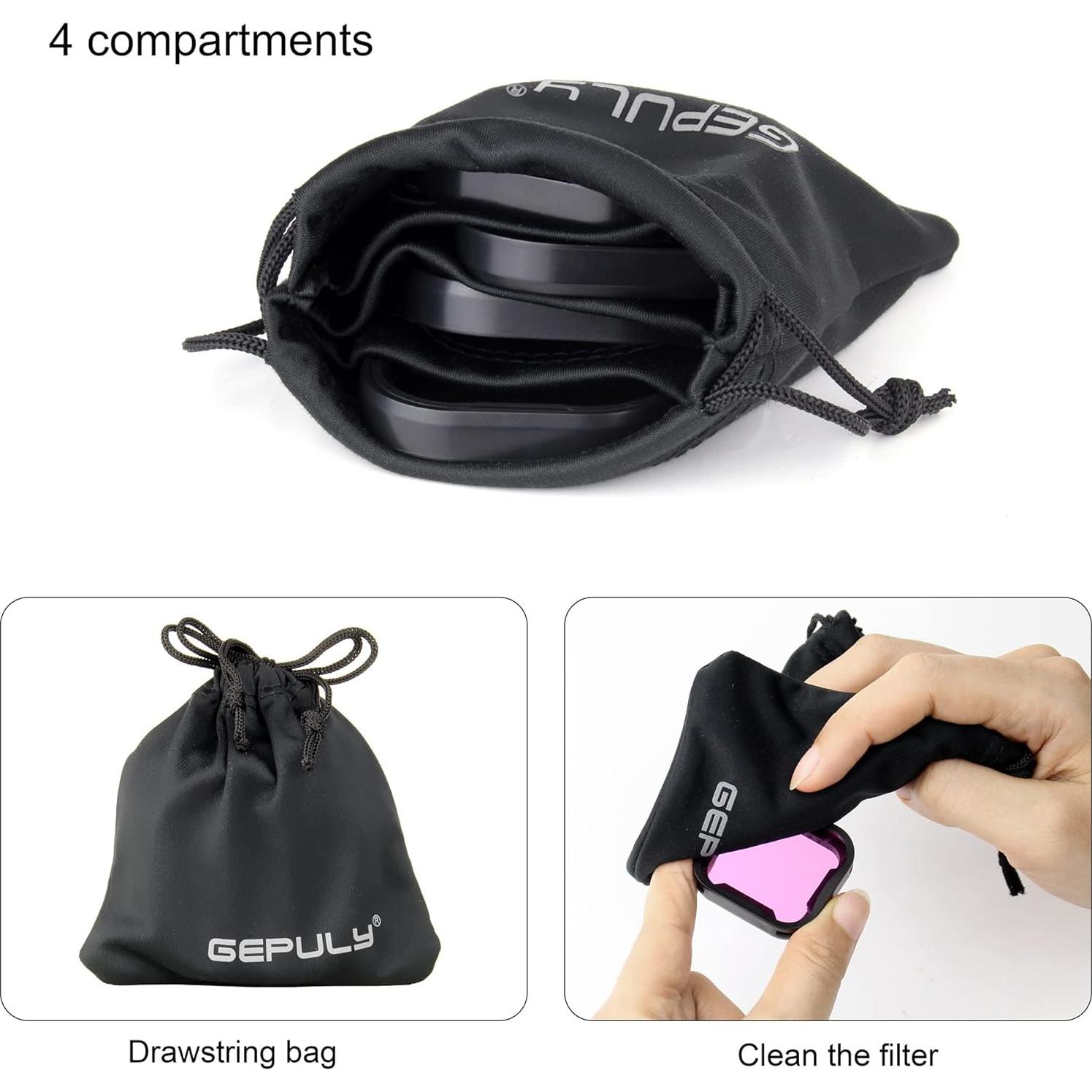 Paquete de 4 Filtros de Buceo GEPULY para GoPro Hero 8-13