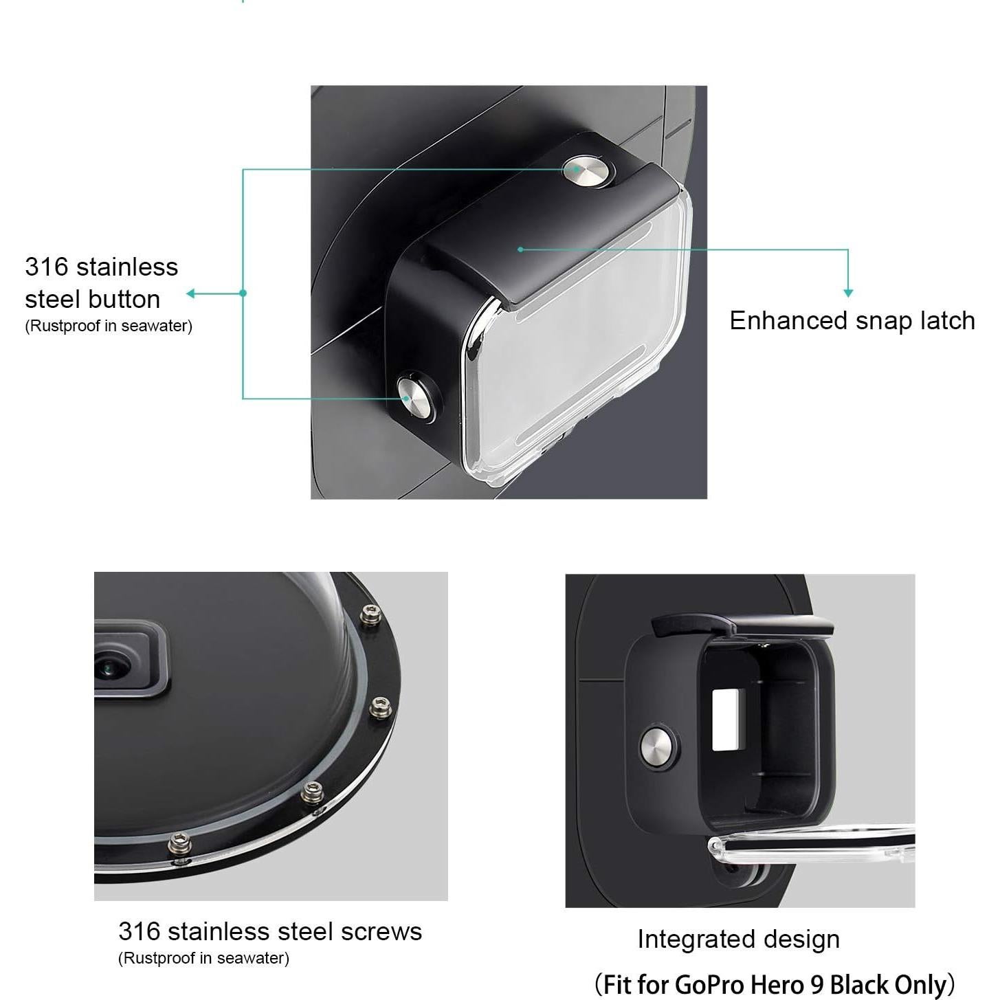 Puerto de cúpula SOONSUN para GoPro HERO 9/10/11/12/13, 45m