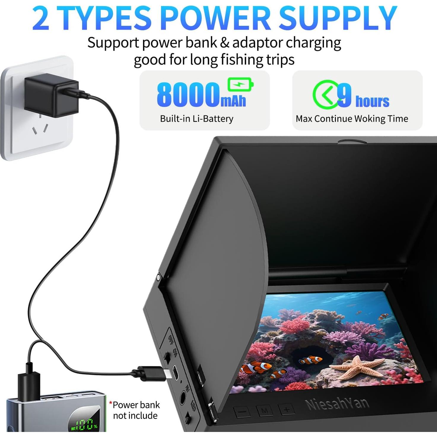 Cámara de pesca submarina NiesahYan HD 5" con luz IR