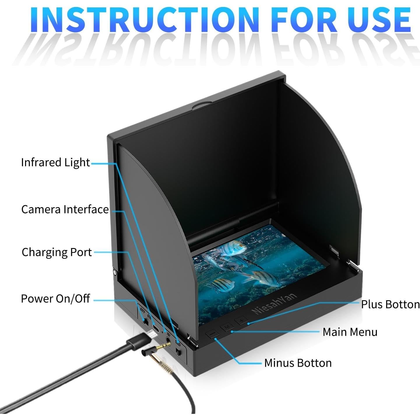 Cámara de pesca submarina NiesahYan HD 5" con luz IR