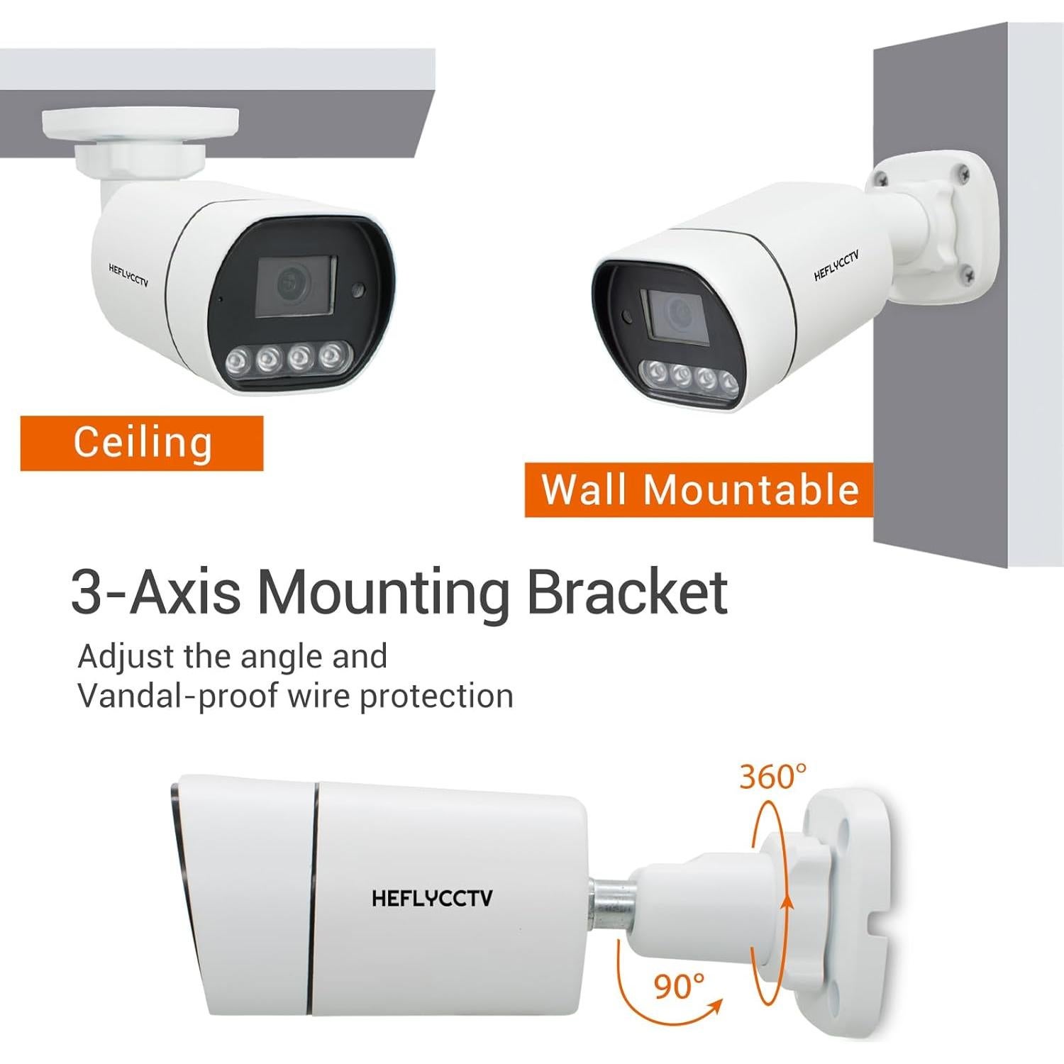 Cámara de Seguridad Bullet 1080P HEFLYCCTV IP67 IR Nocturna