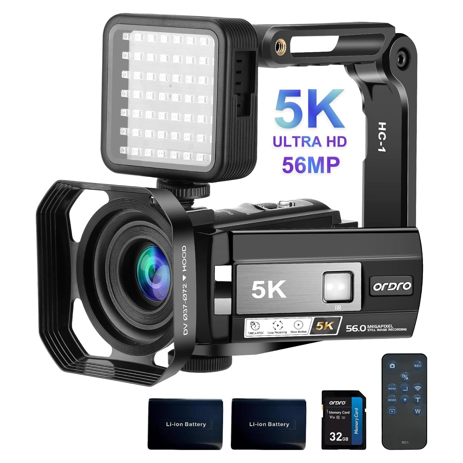 Cámara de Video ORDRO 5K 56MP con WiFi y Visión Nocturna