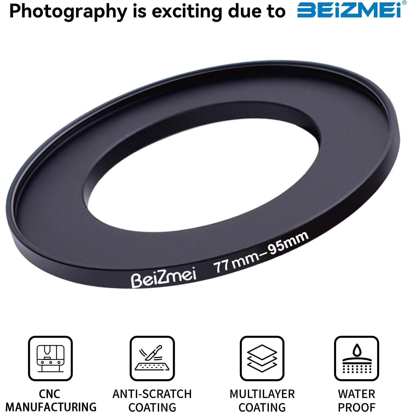 Anillo Adaptador de Filtros BeiZmei 77mm a 95mm CNC