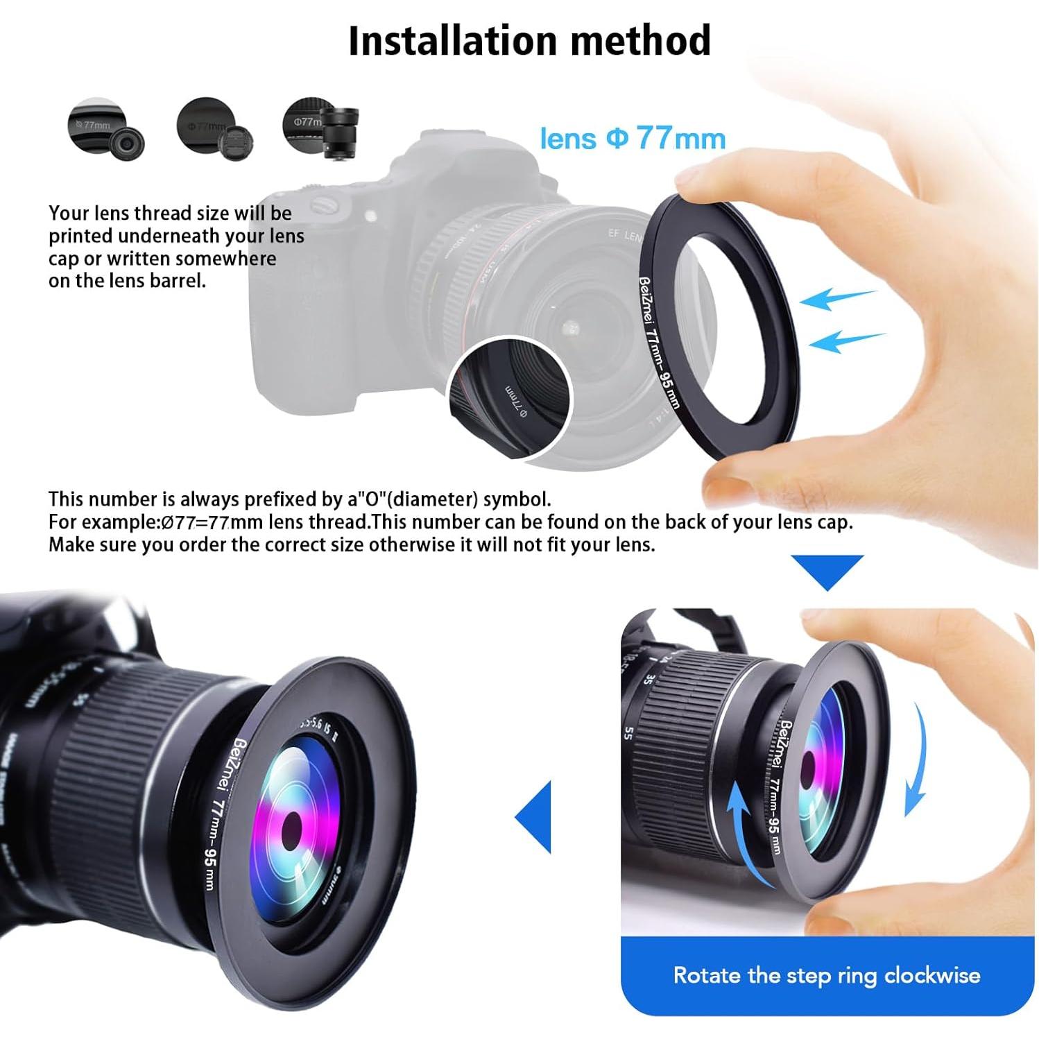 Anillo Adaptador de Filtros BeiZmei 77mm a 95mm CNC