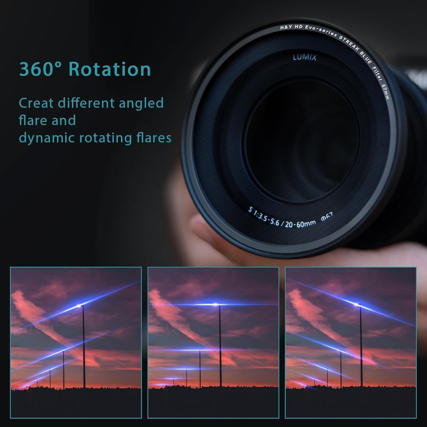 Filtro de Destello Anamórfico Azul H&Y EVO 95mm 2 en 1