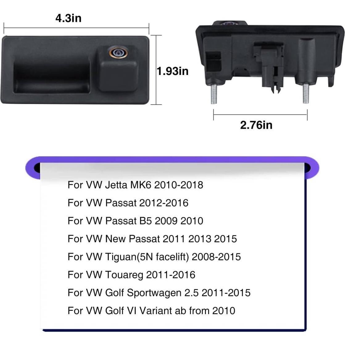 Cámara de manija de maletero SCUMAXCON para VW Jetta Golf