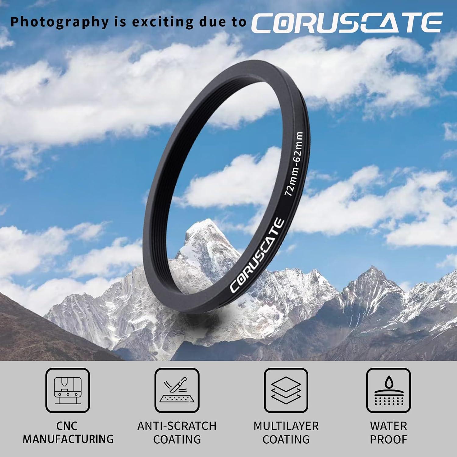 Adaptador de Lente 72mm a 62mm Coruscate + Paño de Limpieza