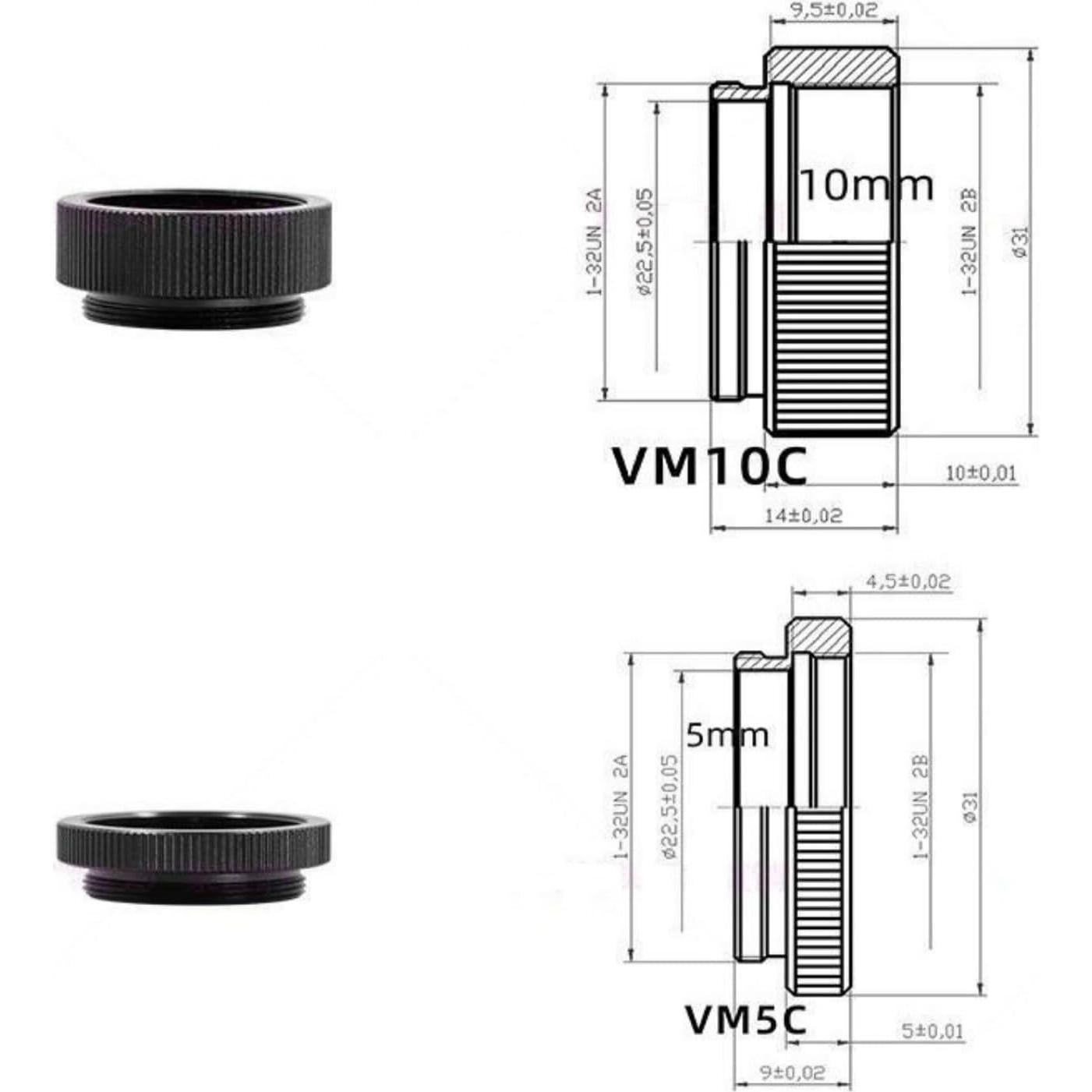 Anillos adaptadores de extensión C Mount 5mm 10mm RSHuiOUXX