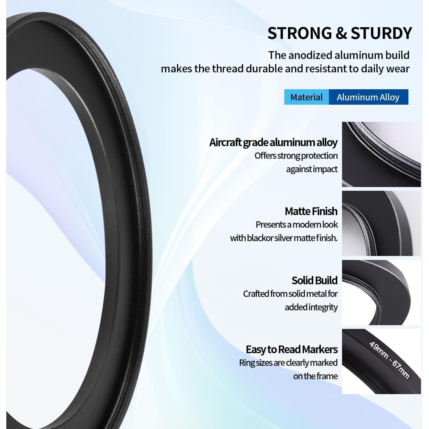 Adaptador de anillo Step-Up 49-67mm NFOD-JTH para lentes DSLR