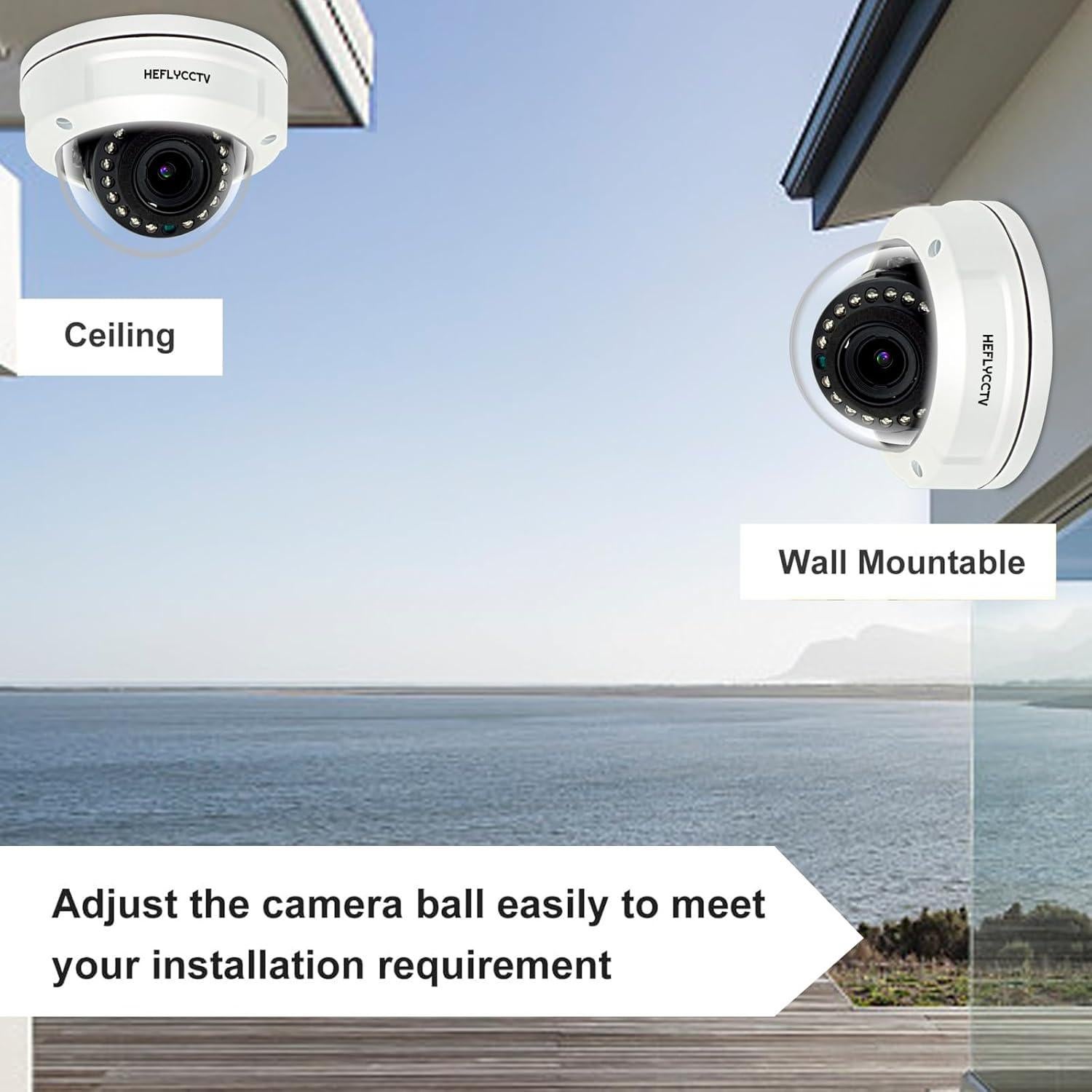 Cámara de Seguridad Dome 1080P HEFLYCCTV 2MP Varifocal